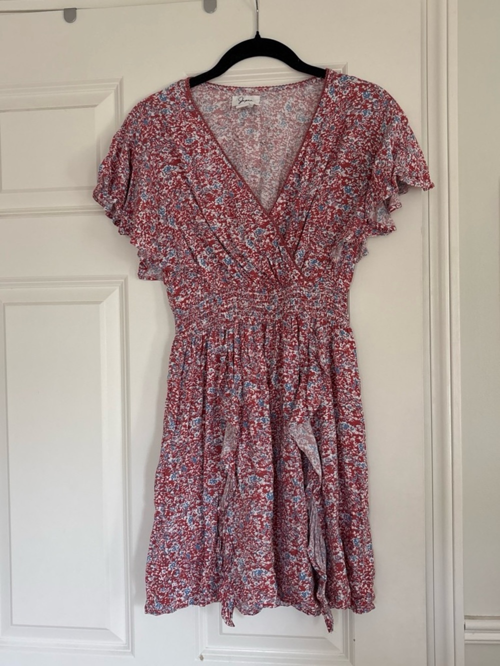 Japna Red Floral Wrap Mini Dress